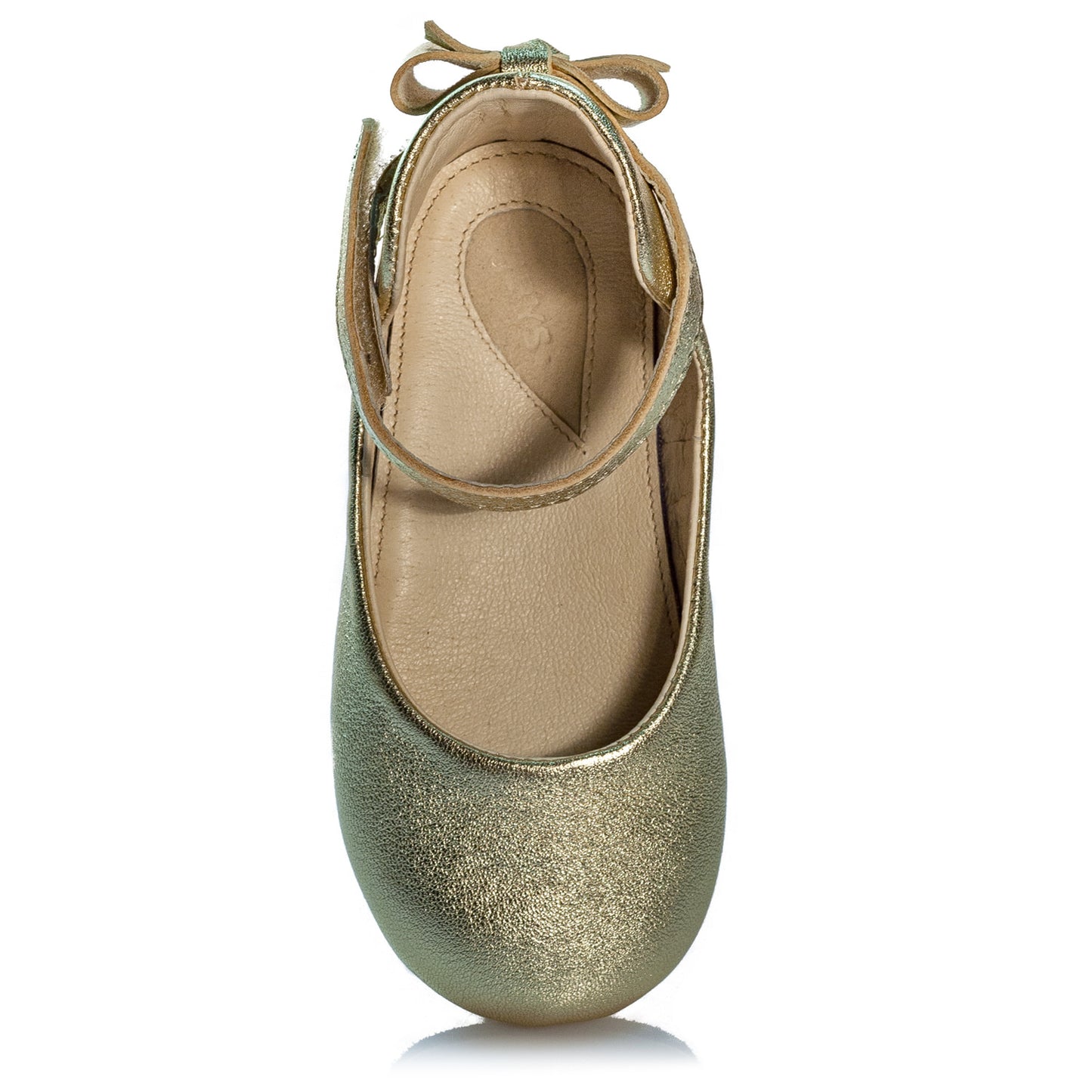 Vibys-Bow-Embellished-Leather-Ballerinas-Daphne-Gold-front-view